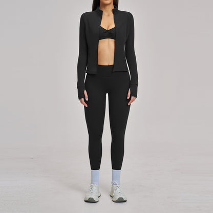 Brushed Zipper Casual Set For Women