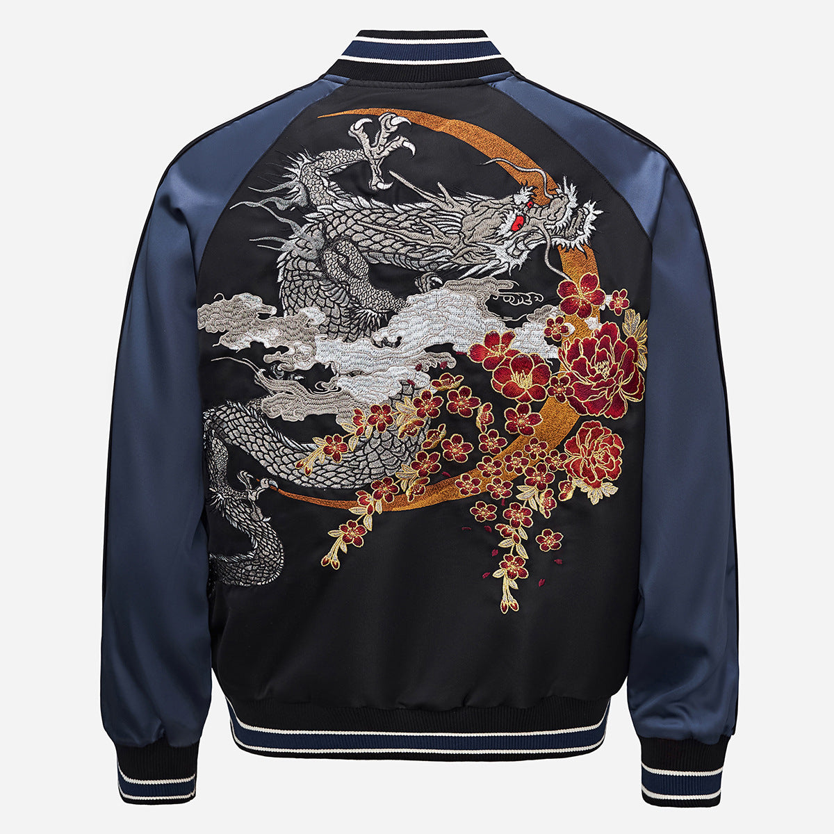 Heavy Duty Embroidered Flying Dragon Mens Jacket Baseball Uniform