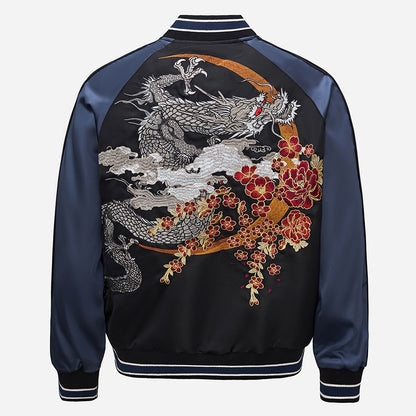 Heavy Duty Embroidered Flying Dragon Mens Jacket Baseball Uniform