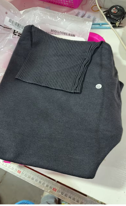 Winter Turtleneck Sweater Fashion Slim Fit Solid Color Pullover Knitted Top Men's Clothing