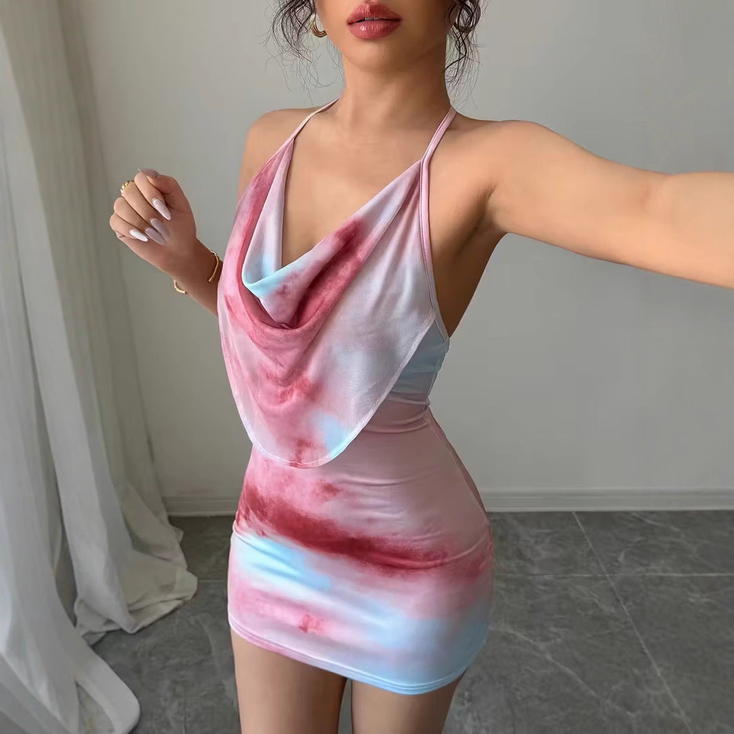 Tube Top Tie-dye Print Dress