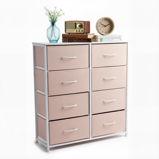 Tall Dresser Fabric Storage Tower ,Wooden Top For Kid Room, Closet, Entryway, Nursery