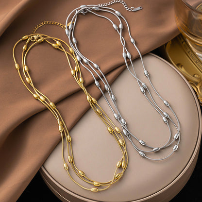 Multi-layer Necklace Titanium Steel Bracelet Double Ornaments