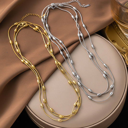 Multi-layer Necklace Titanium Steel Bracelet Double Ornaments
