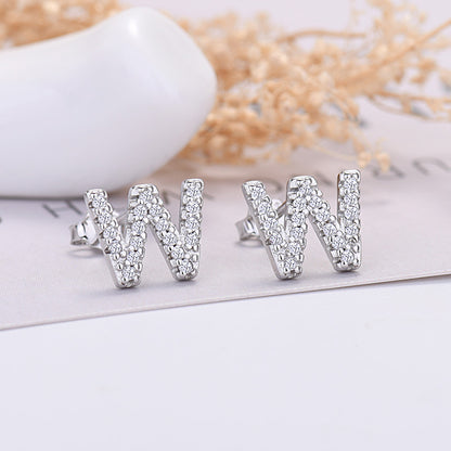26-letter Zircon Earrings  Uppercase Letters