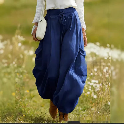 Women's Drawstring Pocket Casual Loose-fitting Trousers