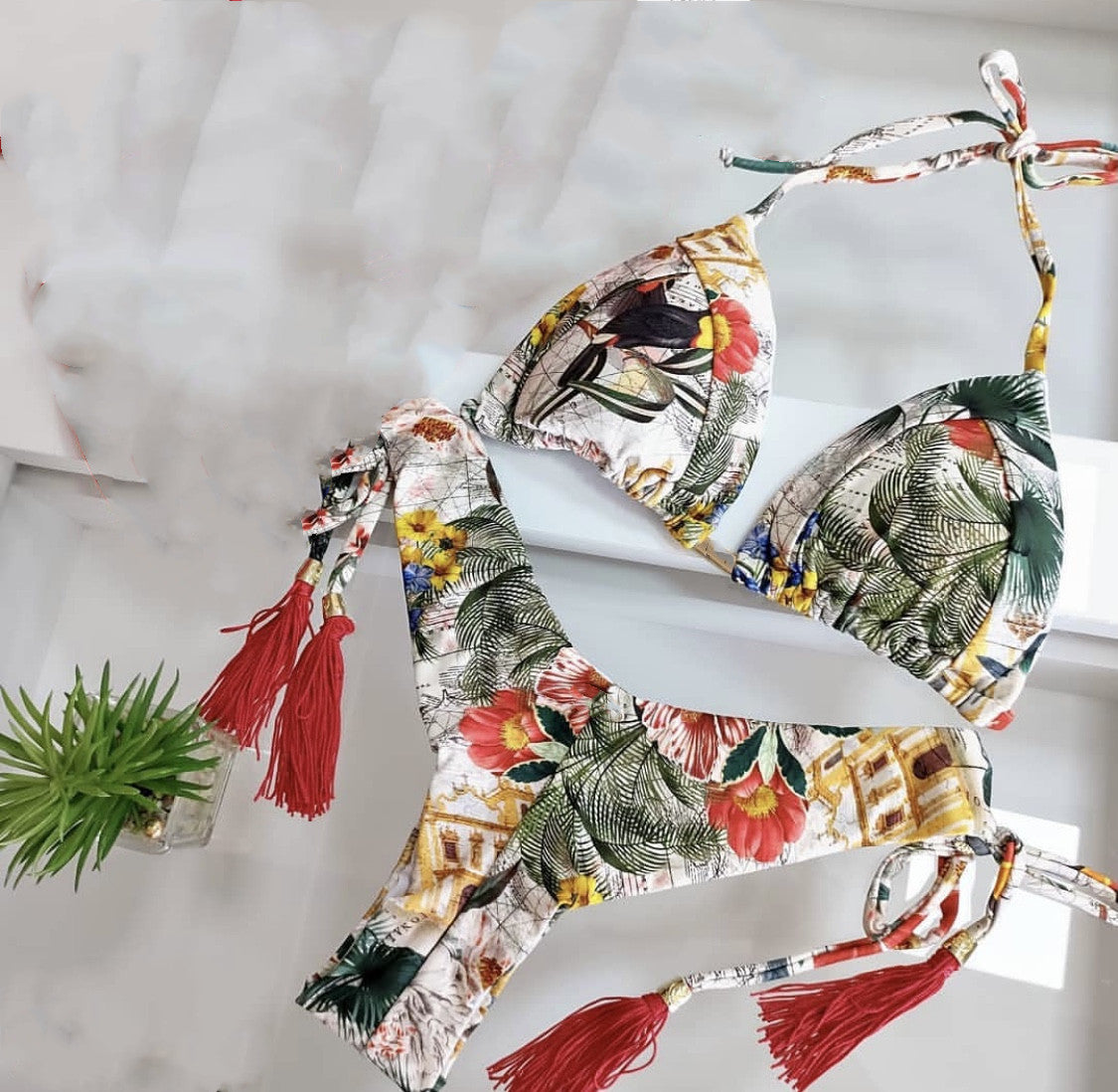 Women's Two-piece Printed Swimsuit Triangle Bikini