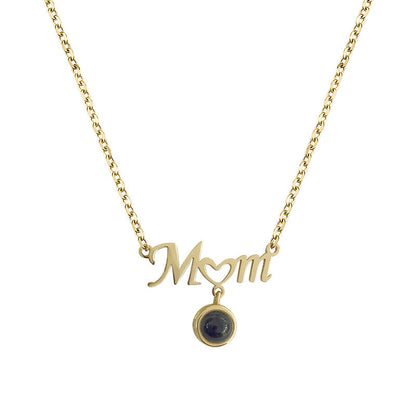S925 Silver 100 Languages I Love You Projection Necklace Girl