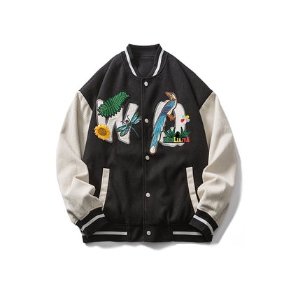 Men's New Jacket Embroidered Standard Woolen Stand Collar Baseball Jersey