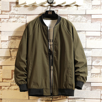 Fashion Baseball Uniform Loose Solid Color Thread Stitching Jacket