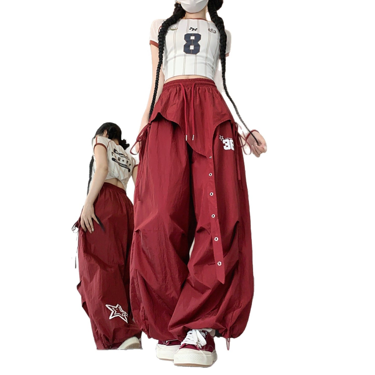American-style Hip-hop Quick-dry Wide-leg Pants Women's Summer