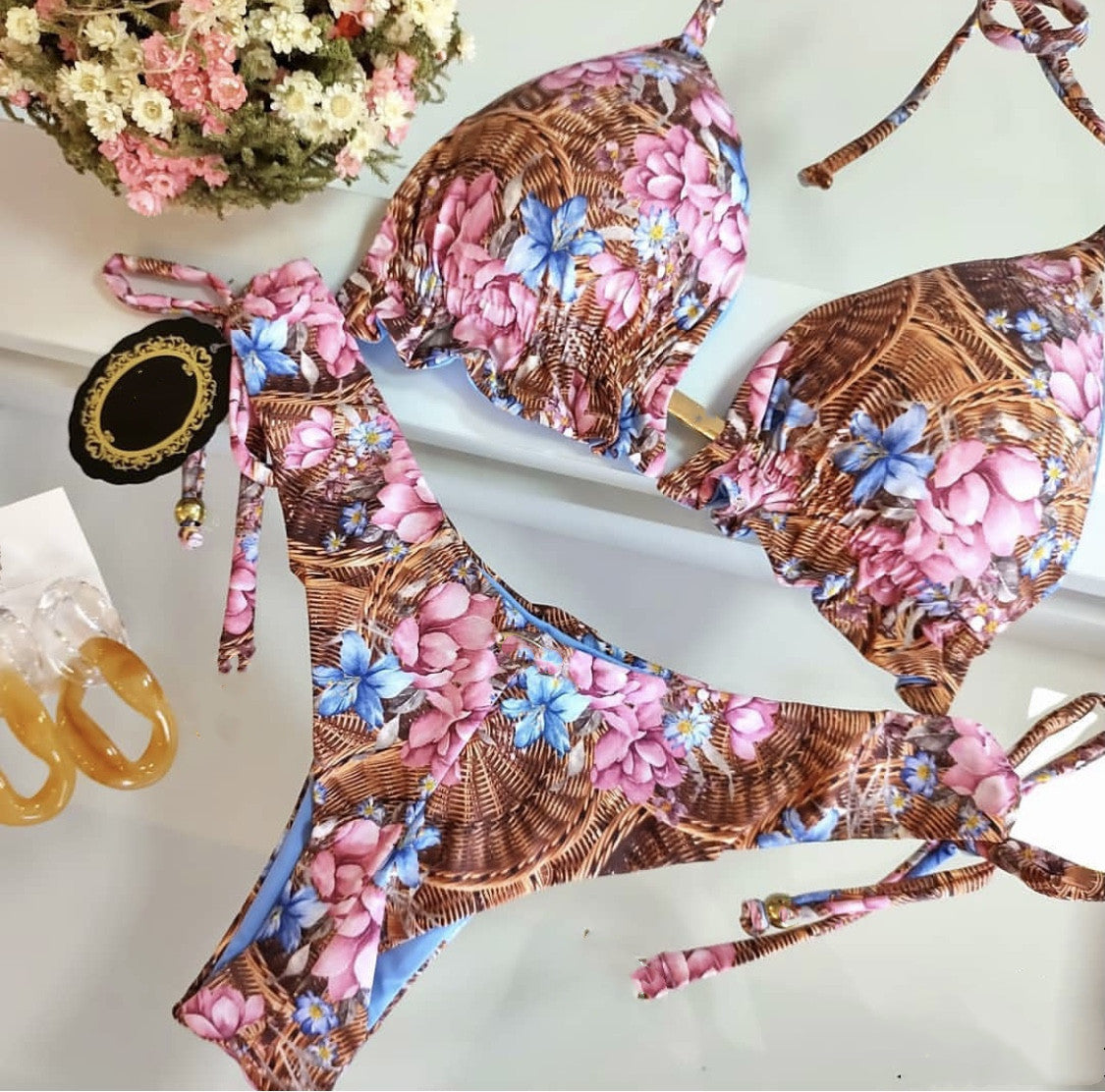 Women's Two-piece Printed Swimsuit Triangle Bikini