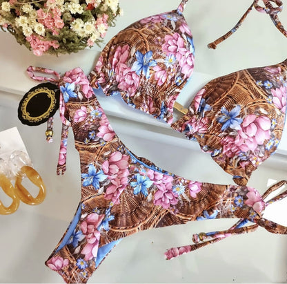 Women's Two-piece Printed Swimsuit Triangle Bikini