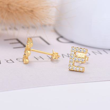 26-letter Zircon Earrings  Uppercase Letters