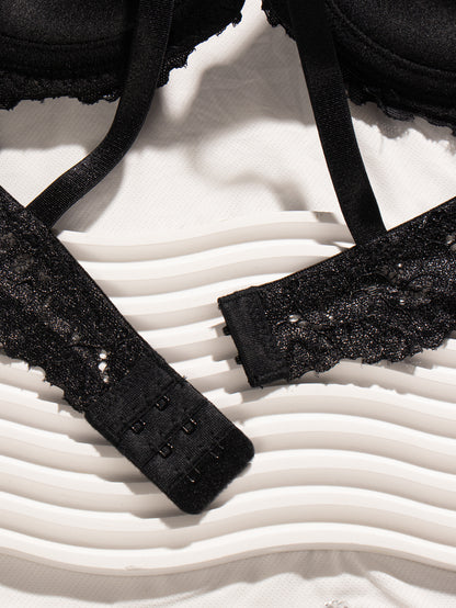 Women's Bra Set, Black Sexy Push-up Bra