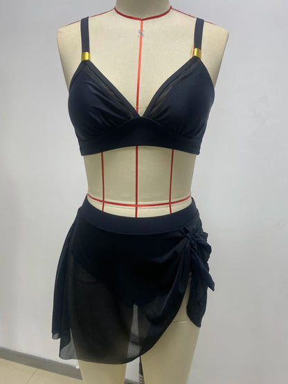 Women's Split Swimsuit Mesh High-Waist Bikini