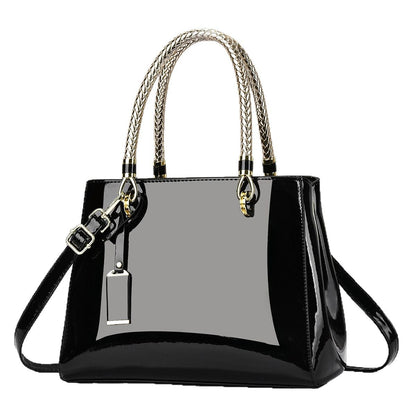 Fashionable Patent Leather Glossy Handbag Large-Capacity Casual Shoulder Crossbody Bag