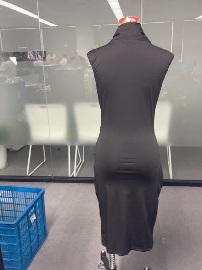 Women's Fashion Solid Color Pleated Slim Dress
