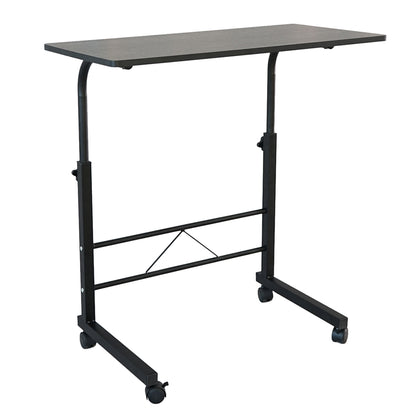 80cm Adjustable Tray Table Rolling Sofa Side Snack Table With Wheels Portable C-Shape Dinner Tray Tables Mobile Wooden Laptop Desk Beside Couch Bed