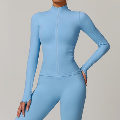 Stand Collar Zipper Yoga Clothes Warm Top Sports Running Jacket