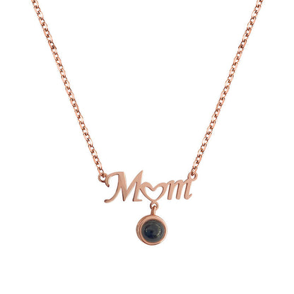 S925 Silver 100 Languages I Love You Projection Necklace Girl