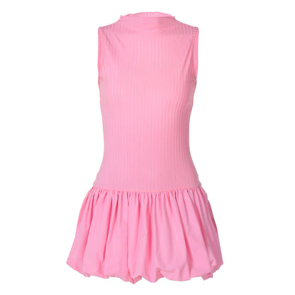 Women's Summer Fashion Back Hollow Slim Pleated Dress