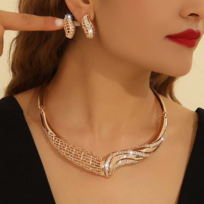 Metal Moon Necklace And Earrings Suite Female