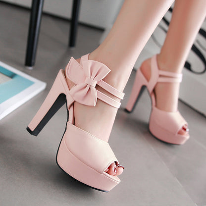 Fish-mouth Shoes Bow-knot Sandals Womens