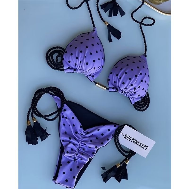 Women's Seaside Hand-knitted Rope Pure Color Bikini