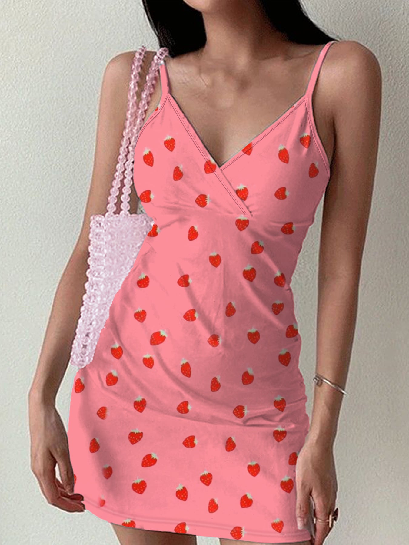 Women's Strawberry Print Strapless Dress