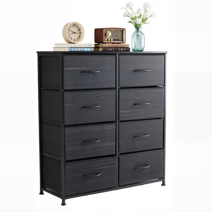 Tall Dresser Fabric Storage Tower ,Wooden Top For Kid Room, Closet, Entryway, Nursery