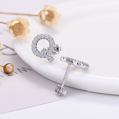 26-letter Zircon Earrings  Uppercase Letters