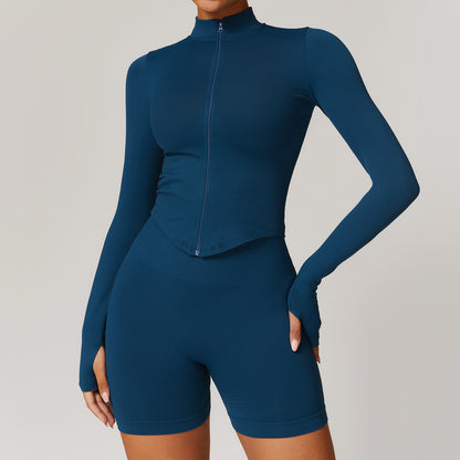 Stand Collar Long-sleeve Zipper Yoga Coat Female Quick-drying Exercise Top