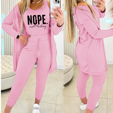 Women's Casual Printing Suit Fashion Stripes Three-piece Suit