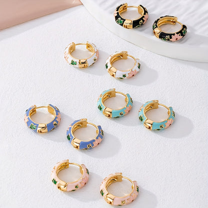 1 Pair Fashion Exquisite Enamel Round Earrings For Women, Daily Commute Wear