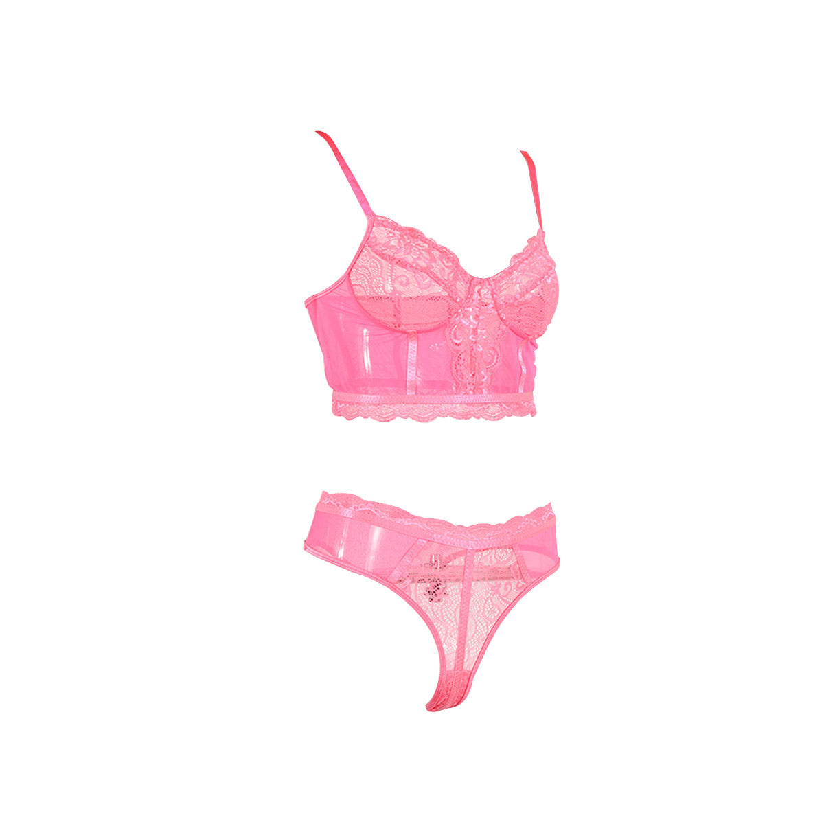 Women's Stitching Lace See-through Underwear Set