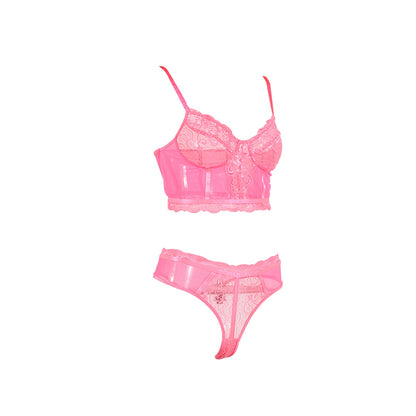 Women's Stitching Lace See-through Underwear Set