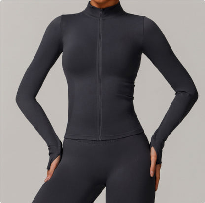 Stand Collar Zipper Yoga Clothes Warm Top Sports Running Jacket