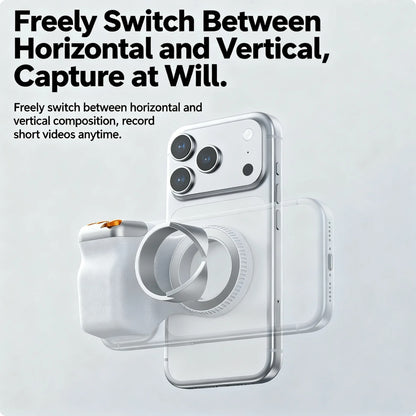 Magnetic Camera Grip Stabilizer With Wireless Remote, Ergonomic Anti-Shake Phone Handle Compatible With MagSafe, Zoom Control Portrait Landscape Switching, 109g Lightweight