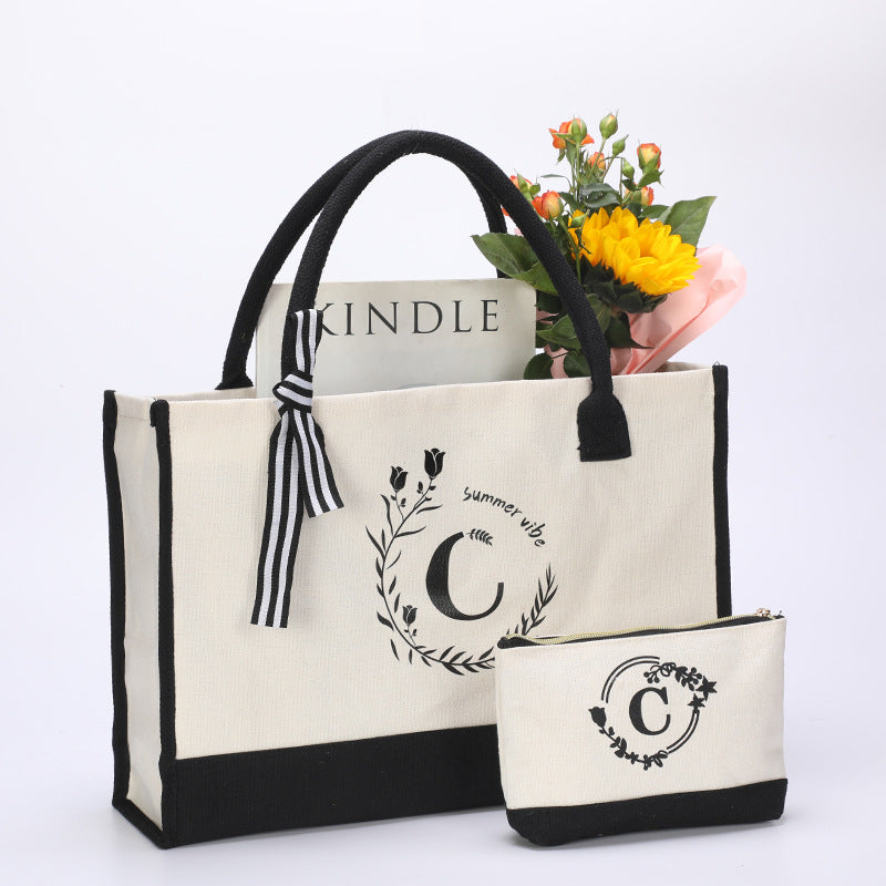 Canvas Bag Personalized First Printed Letter A