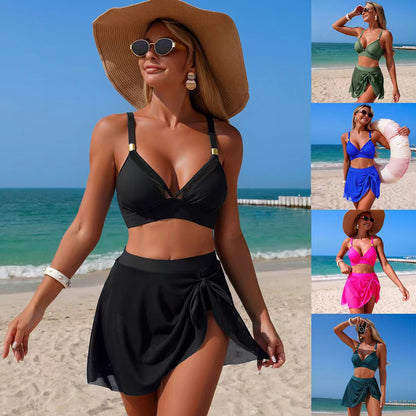 Women's Split Swimsuit Mesh High-Waist Bikini