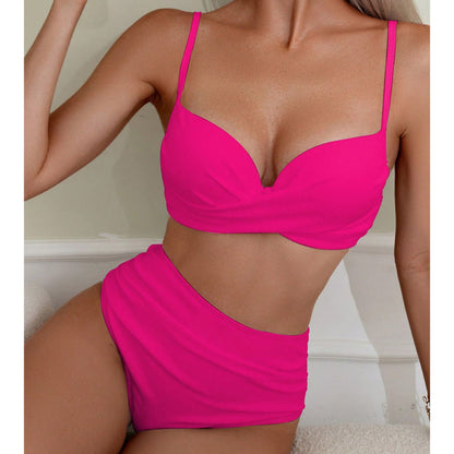 Steel Bracket High-grade Bikini Women's High Waist Beach Swimsuit