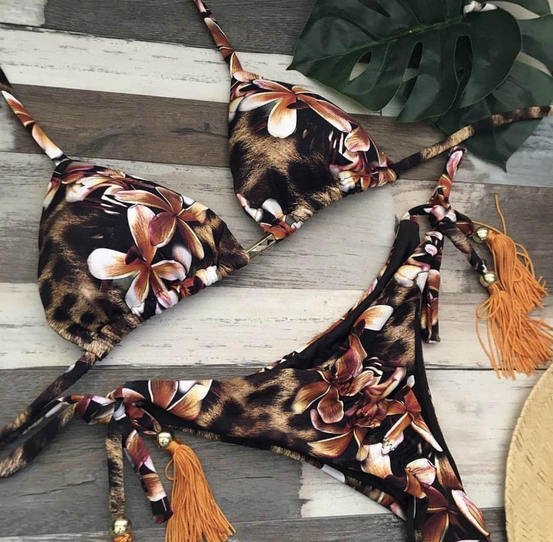 Women's Two-piece Printed Swimsuit Triangle Bikini
