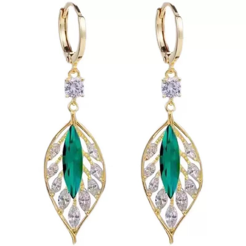 Chic Black Zircon Leaf Earrings With A Stylish Vibe