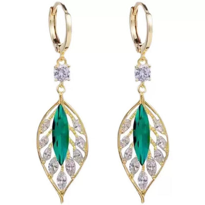 Chic Black Zircon Leaf Earrings With A Stylish Vibe