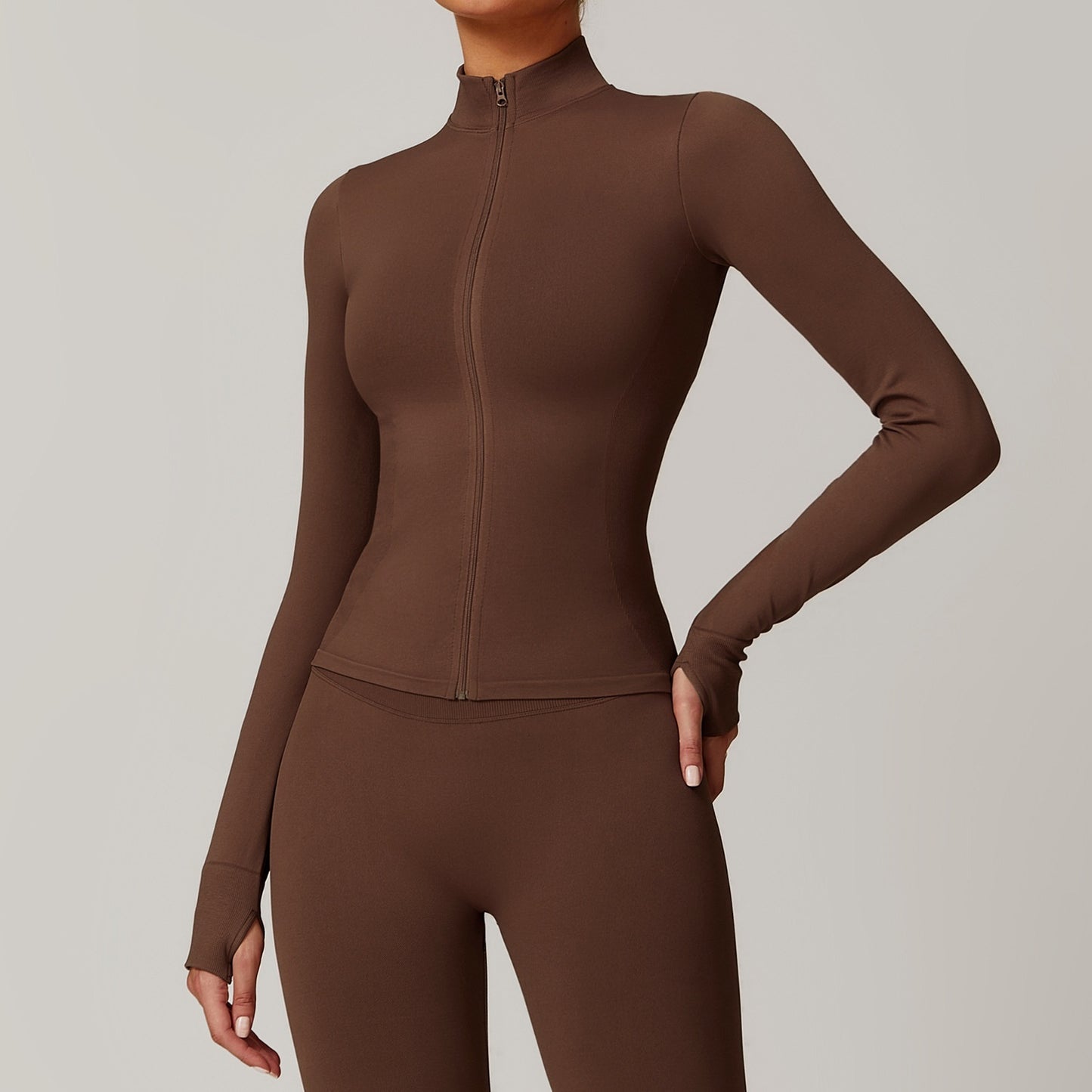 Stand Collar Zipper Yoga Clothes Warm Top Sports Running Jacket