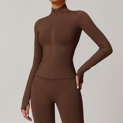 Stand Collar Zipper Yoga Clothes Warm Top Sports Running Jacket
