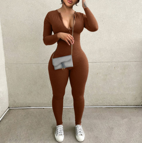 Women's Fashion Tight Long Sleeve Jumpsuit