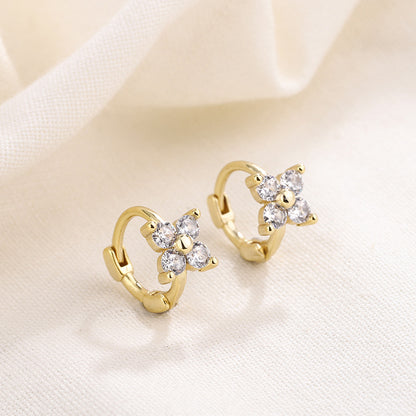Korean-style Elegant Stone-Inlaid Earring Set Of Four Styles