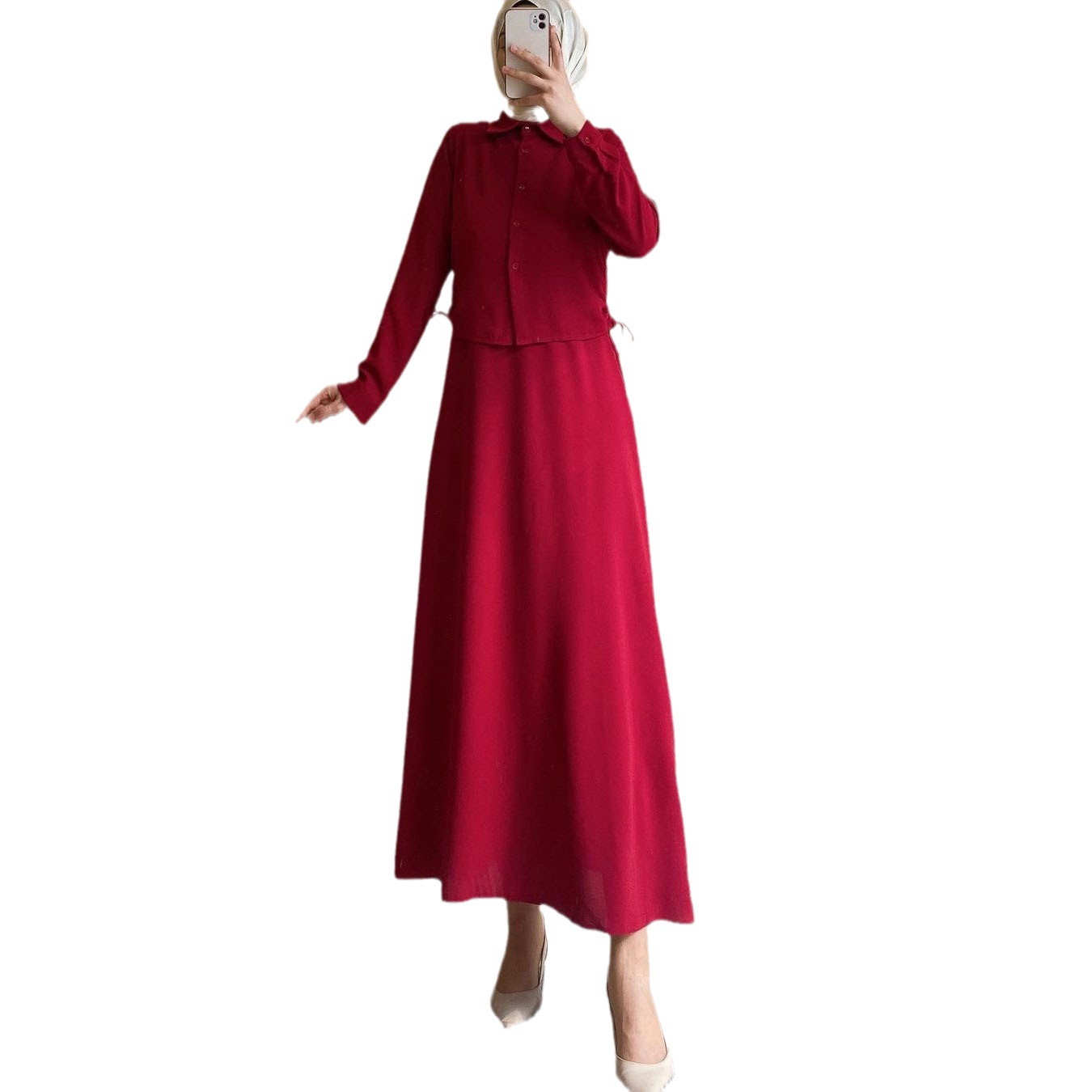 Skirt Suit Middle East Arab Long Sleeve Shirt Dress
